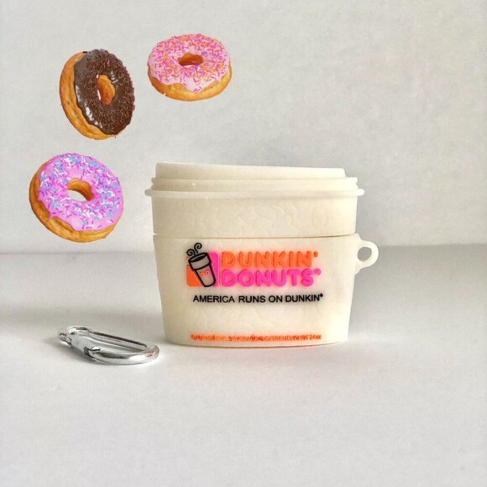 Women's Dunkin Donuts AirPods Pro Case + Clip Coffee Apple White Pink NWT